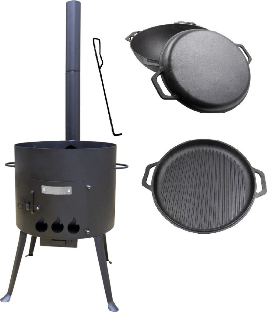 Utschak Set mit Kasan 15L mit Schornstein und Schüreisen Produktbild 