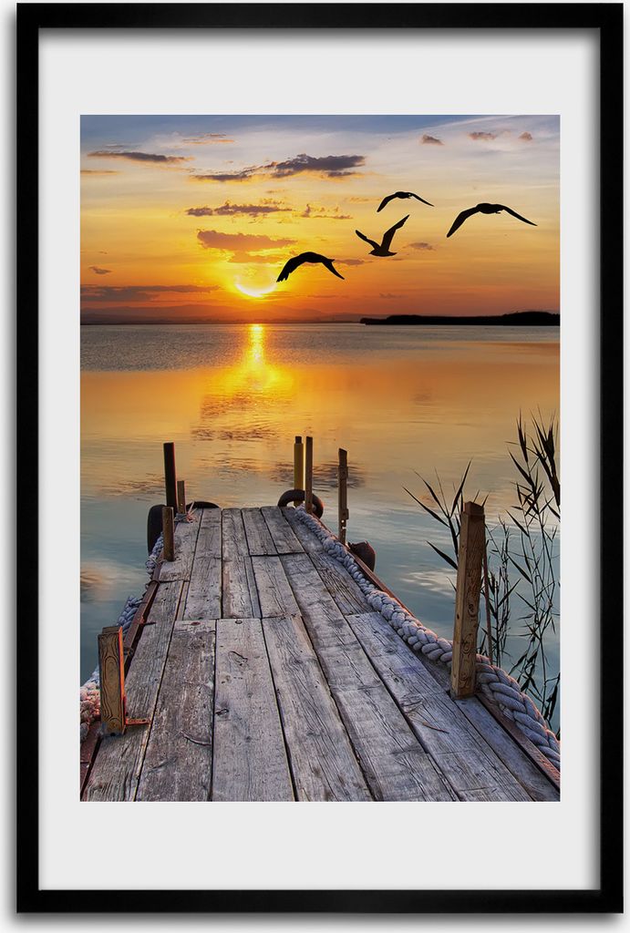 Bild - Bilderrahmen - 40 cm x 60 cm - MDF - Rahmen - Wandkunst - Hölzerner Pier
