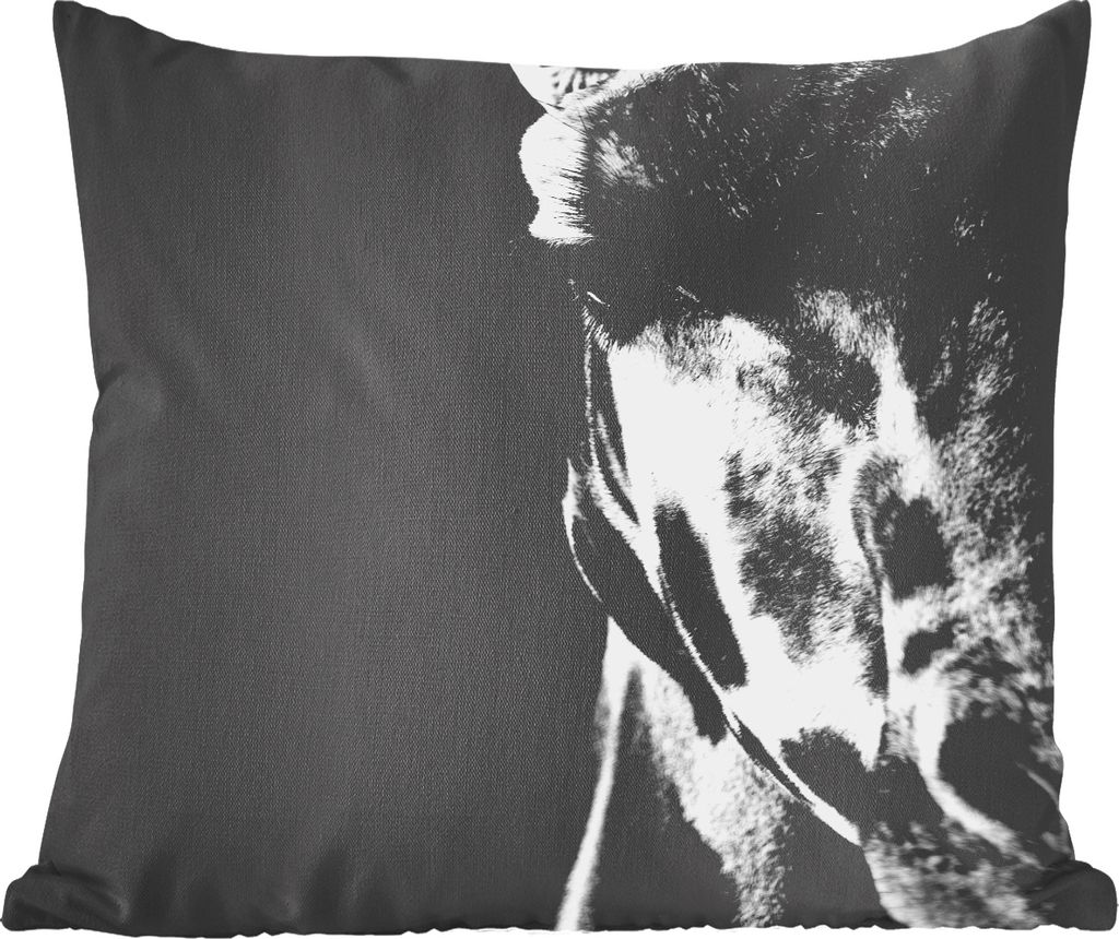 MuchoWow Zierkissen Sofakissen Wohnzimmer Dekokissen 40x40 cm Tierprofil Giraffe in schwarz und weiß - Foto Kissen - Schlafzimmer Dekoration