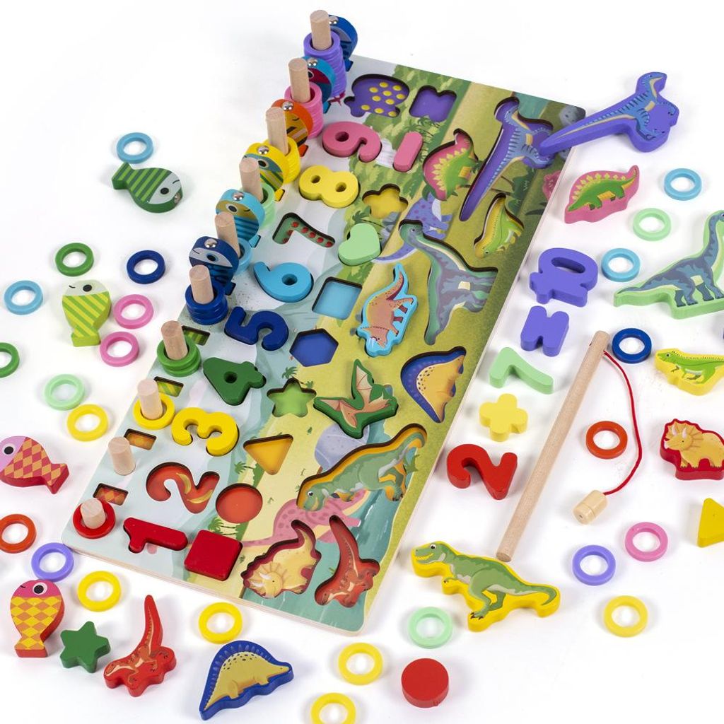 Magnetisches Angelspielzeug für Kinder, frühkindliche Bildung, Logarithmische Tafel, Zahlenpuzzle aus Holz, Formensortierspiel für Kinder, Klein...
