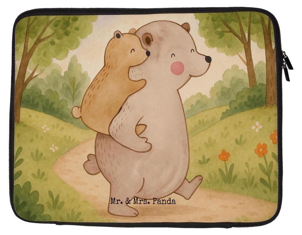 Mr. & Mrs. Panda Laptop Tasche Papa Bär Design 20 x 28 cm - Weiß - Geschenk, Hülle, Geburtstag, Laptophülle, Case, Vater, Laptoptasche, Vaterta...