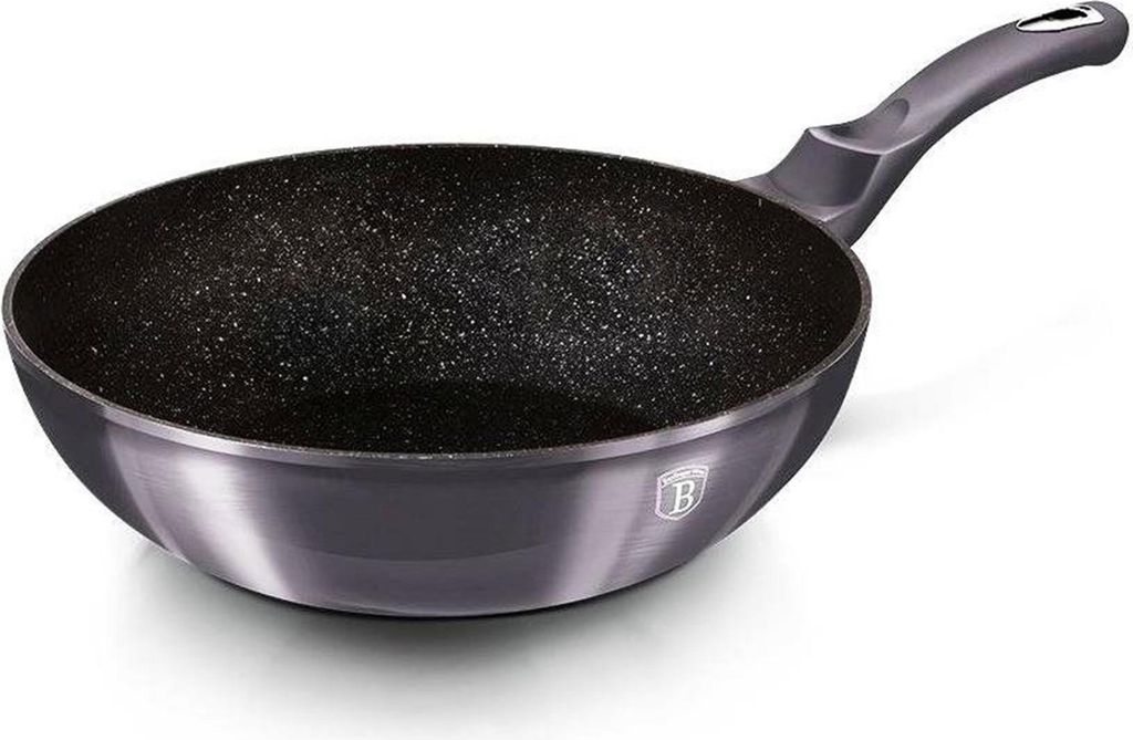 BERLINGERHAUS WOK-Pfanne mit Marmoroberfläche 28 cm Carbon PRO Line