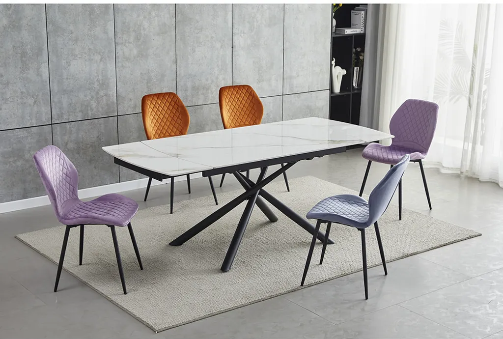 CasaDolce GAVILA Table à manger extensible 140-200cm Blanc Effet Marbre - 9
