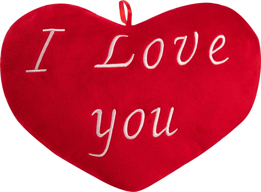 MONZANA Herzkissen I Love You Liebe 32cm flauschig weich gestickter Schriftzug Plüschherz Plüschkissen Kissen Kuschelkissen