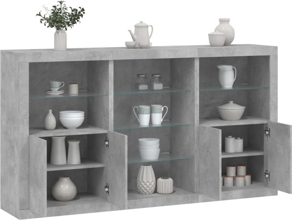 Maison Exclusive - Sideboard mit LED-Leuchten Betongrau 181,5x37x100 cm