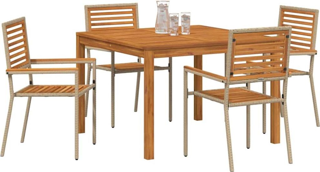 Garten Essgruppe 5 pcs Beige Massivholz Akazie