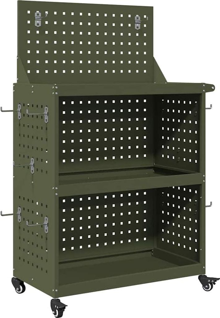 Werkzeugwagen Olive Grün 65 x 35 x 111 cm Kaltgewalzter Stahl
