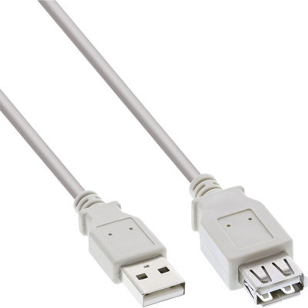 InLine USB 2.0 Verlängerung, Stecker / Buchse, Typ A, beige/grau, 3m, bulk