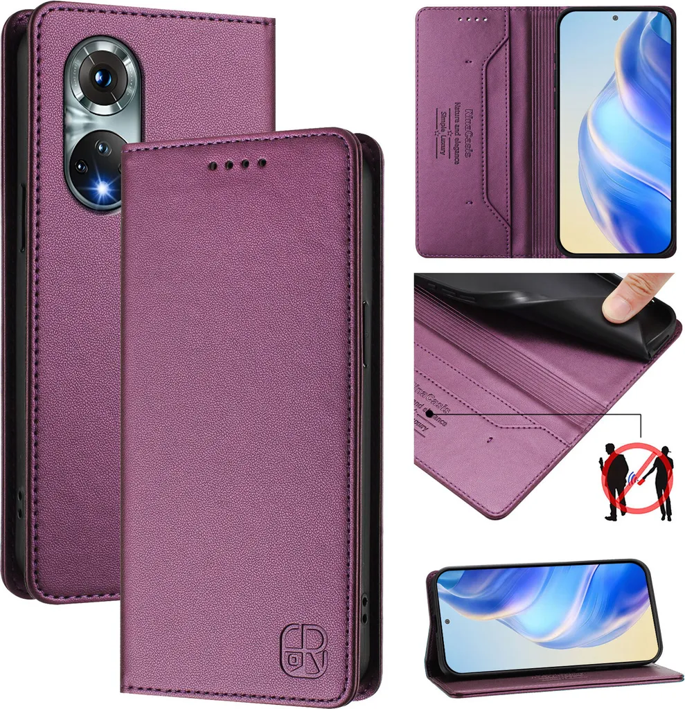 Cover Viola Huawei Nova 9 Honor 50: Custodia Flip Elegante in Pelle