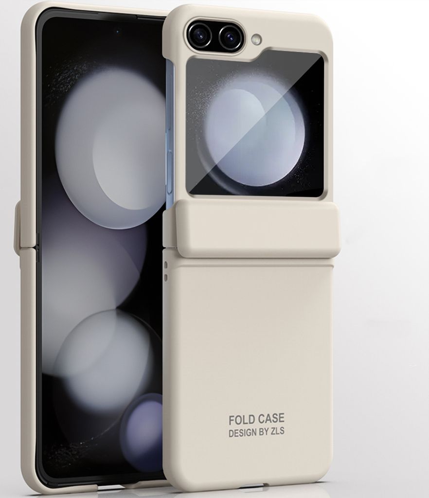 Handyhülle für Samsung Galaxy Z Flip 5 Hart PC Kratzfest Hülle mit Scharnierschutz Beige