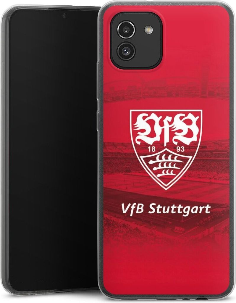 DeinDesign Slim Hülle für Samsung Galaxy A03 Silikon Case Ultra Dünn Handyhülle Offizielles Lizenzprodukt Stadion VfB Stuttgart