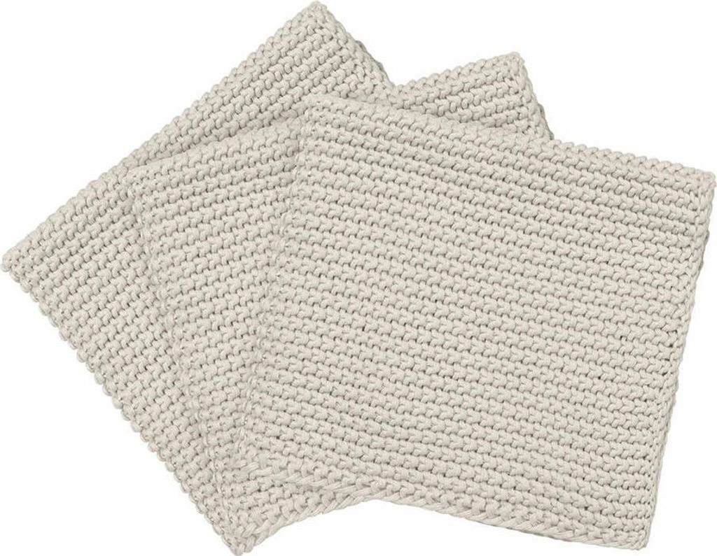 Blomus Spültücher 3er Set Wipe Perla, Küchenhandtuch, Abtrockentuch, Baumwolle, Moonbeam, 25 x 25 cm, 64233