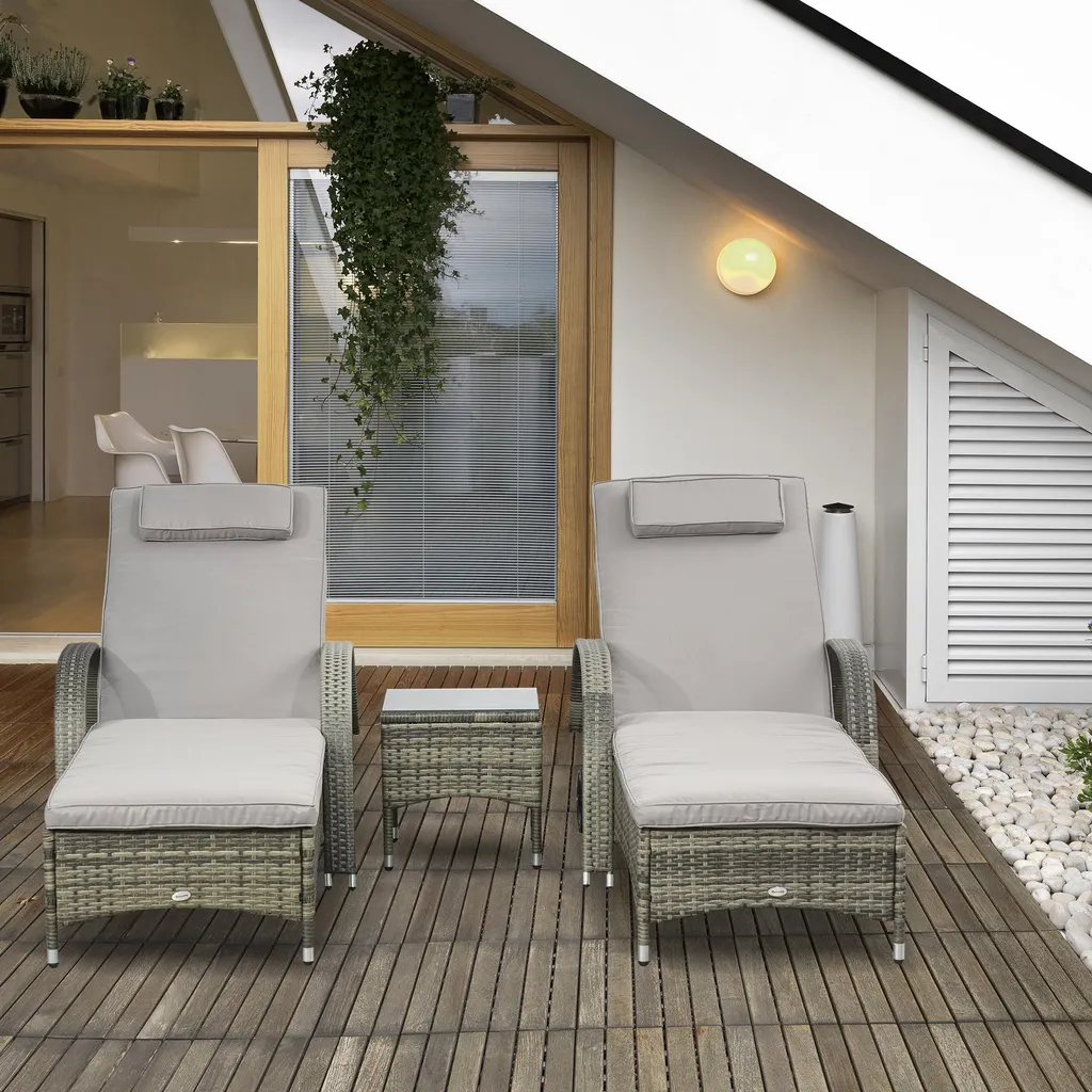 Ensemble Détente Terrasse : 2 Transats Confortables et Table Basse