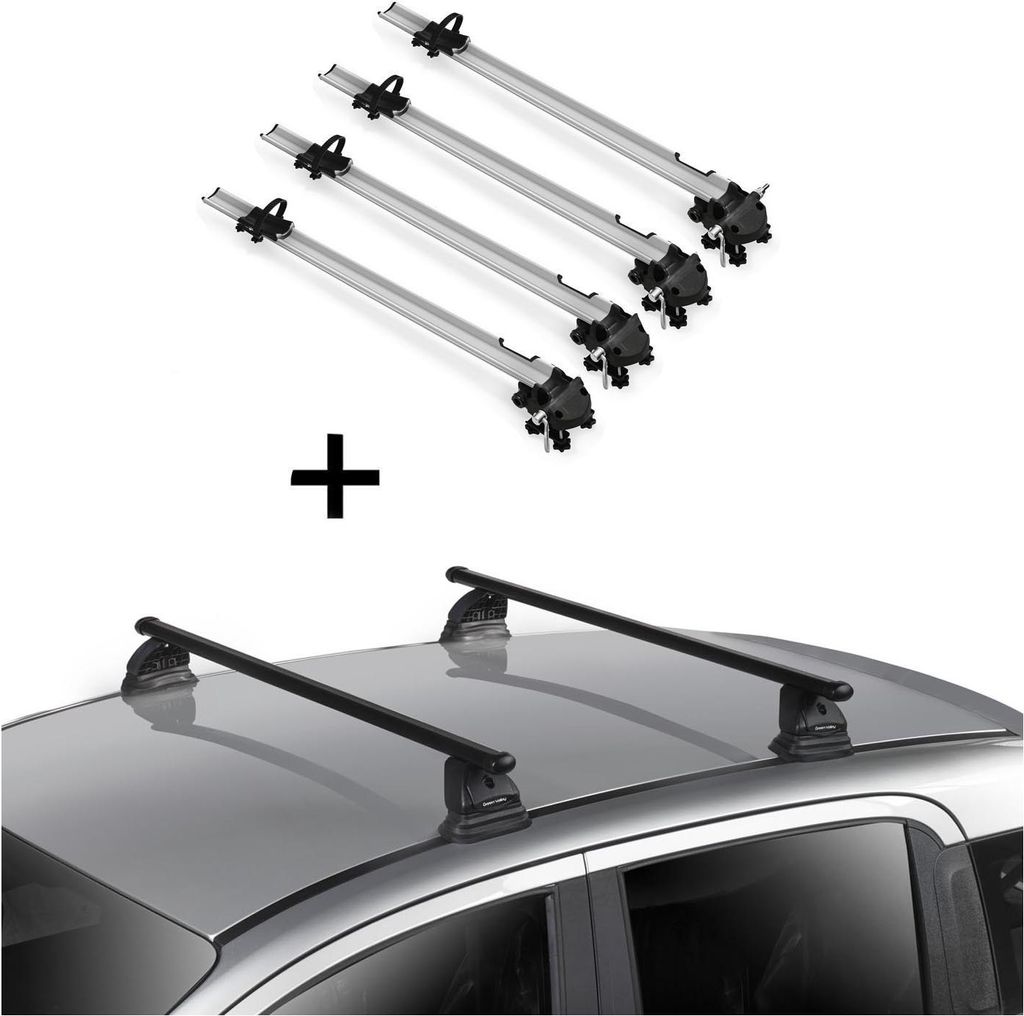 4x Fahrradträger Bike Pro + Dachträger VDP EVO Stahl kompatibel mit Mercedes Classe E (W212) 4 Türer 2009-2016