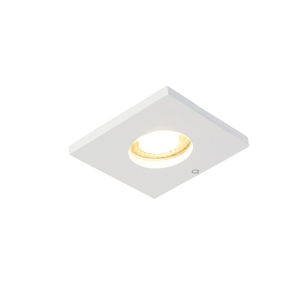 QAZQA - Modern Modernes Bad Bad I Badezimmer Außen Einbau vor Ort weiß IP54 - Doku I Außenbeleuchtung - Aluminium Quadratisch - LED geeignet GU10