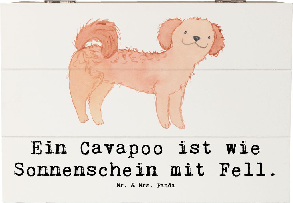 Mr. & Mrs. Panda Box Cavapoo Sonnenschein 22 x 15 cm - Weiß - Geschenk, warmherzige Freundschaft, Holz Aufbewahrungsbox, kiste, Holzkiste, Mischli...