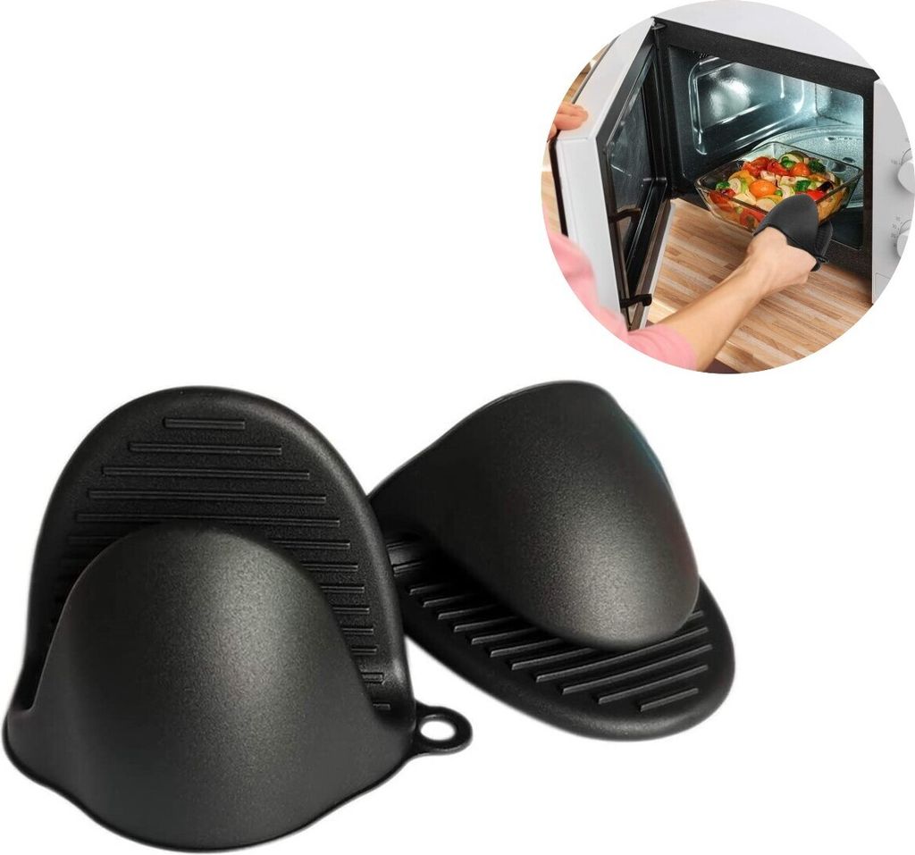 INF Handschuhe für Backofen Silikon 2er-Pack Schwarz
