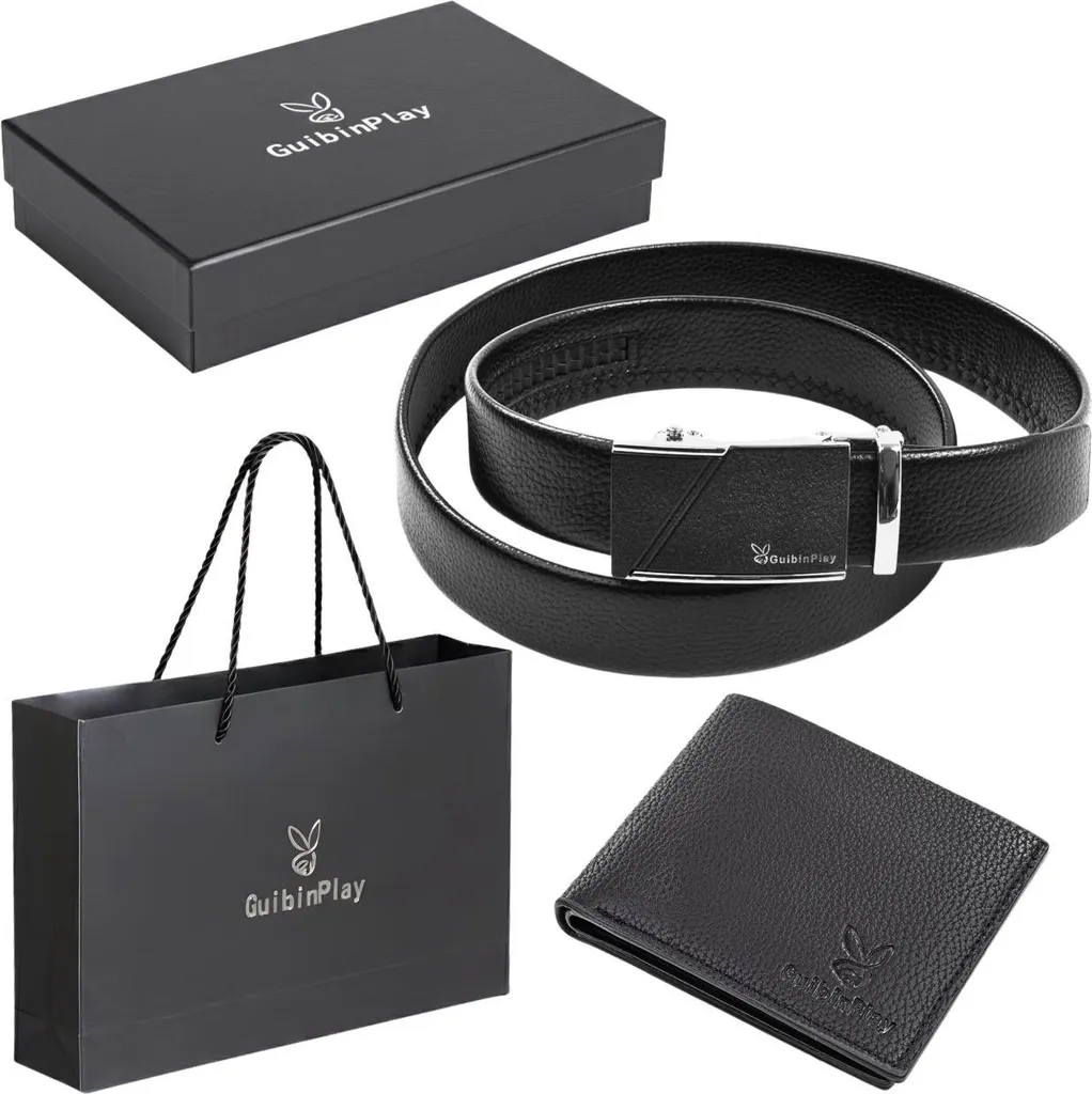 Ensemble Accessoires Homme avec Ceinture Portefeuille et Stylo Noir