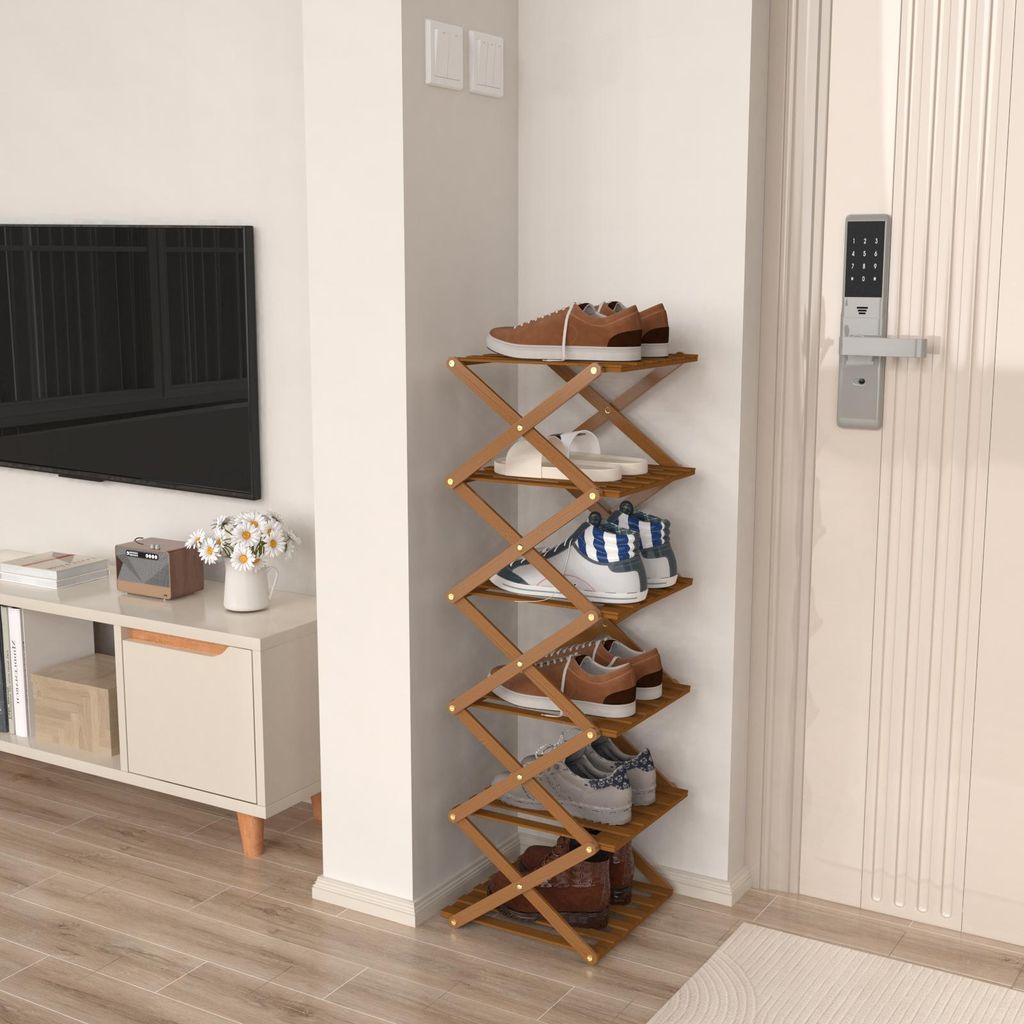 6 Tier Vertikales Schuhregal klein,Schmales Produktbild 