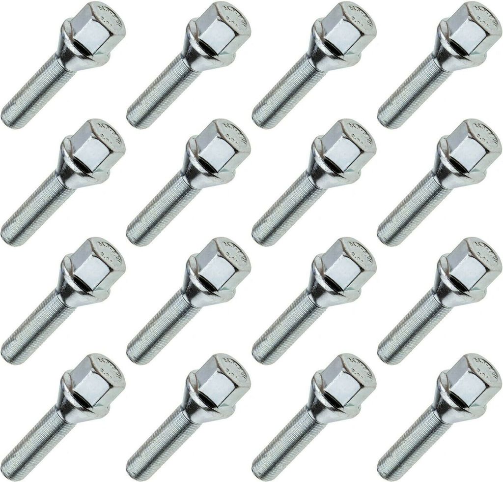 16x Radschraube, M12x1.50, Gewindelänge: 30mm, Kegelbund, SW17
