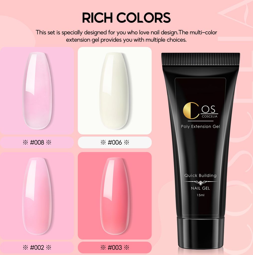 ROSALIND Poly Nail Extension Gel, Transparent Nagelverlängerung Gel UV