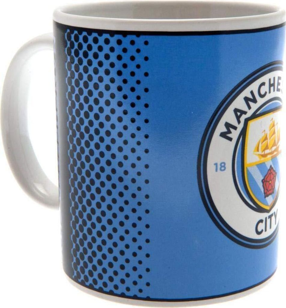 Manchester City FC - Kaffeebecher, mit Farbverlauf BS4135 (Einheitsgröße) (Weiß/Himmelblau)
