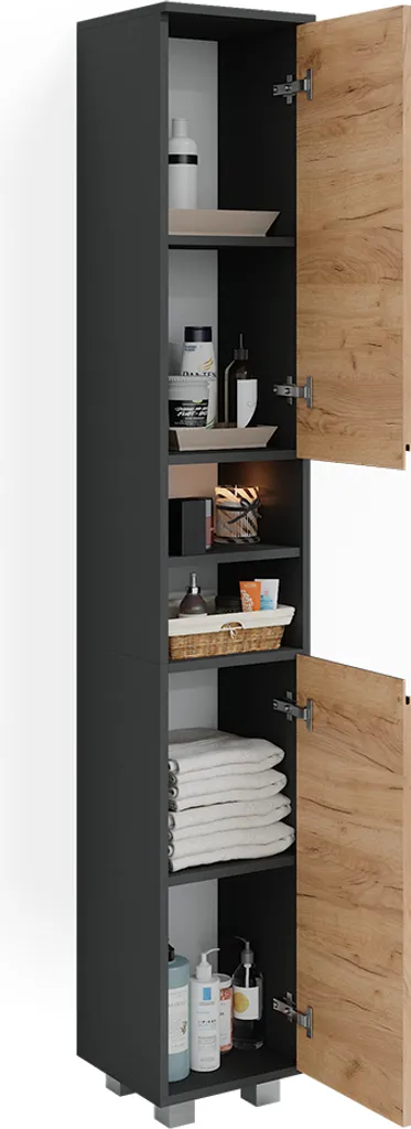 Meuble de bain design Vicco J-Shape Gris anthracite 30x190cm robuste - 7