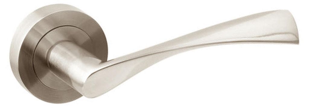 Emuca Satz Innentürdrückergarnitur Twist, mit Rosette D.50mm, Aluminium, Nickel satiniert
