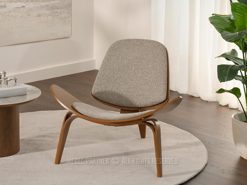 Fauteuil design DAHL - beige foncé / noyer Image du produit 
