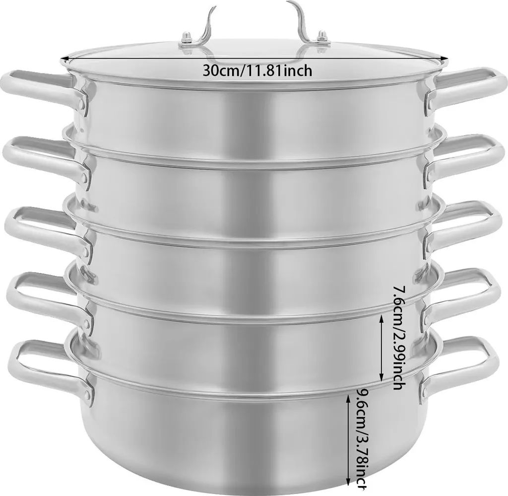 Pentola impilabile, design a più livelli, compatibilità di cottura versatile, 30 cm