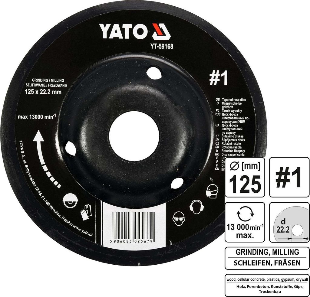 YATO Profi Raspelscheibe für Winkelschleifer 125mm Nr1 Konvex