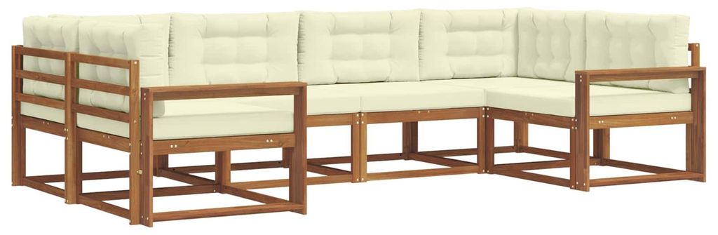 "Rabatt 2026"Outdoor-Sofa garnitur moderne - Balkonmöbel/Gartenlounge-Set - robust und langlebig - mit Kissen 6 pcs Natur und Creme - Gartensofas ...