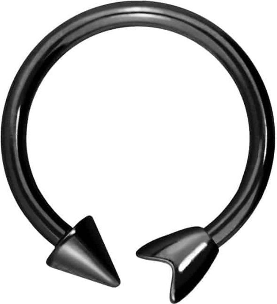 Ohrpiercing, Nasenpiercing, Septum Piercing Titan Hufeisenring mit Innengewinde PFEIL Schwarz Innendurchmesser: 10 mm