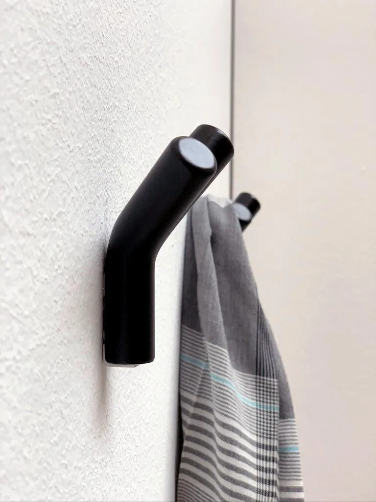 Rangement Mural Entrée WARDROPE Authentics 2 Crochets Noirs de Qualité - 2