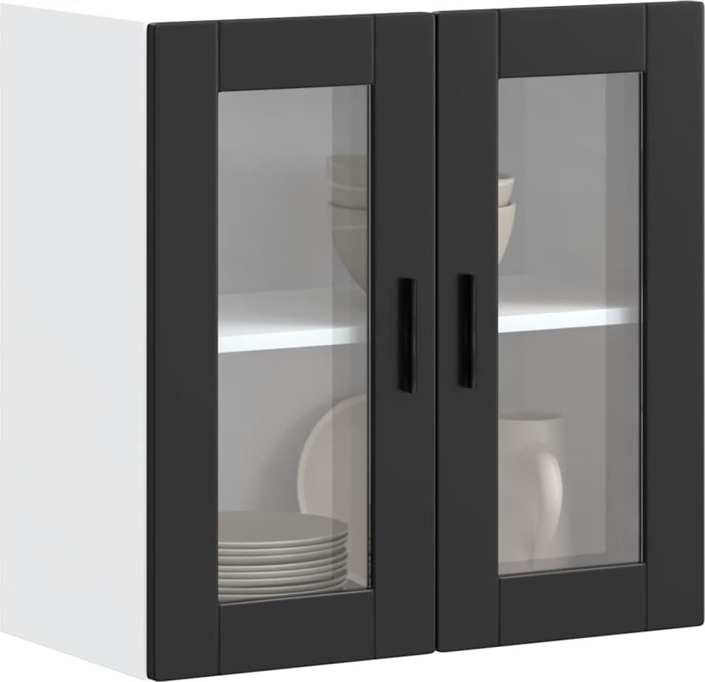 Küchen-Hängeschrank mit Glastür Porto Schwarz