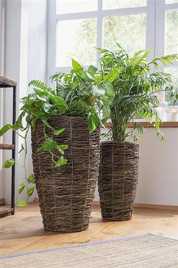 Pots de Plantes en Coco 45/55cm - Cache-pot Déco pour Terrasse & Salon
