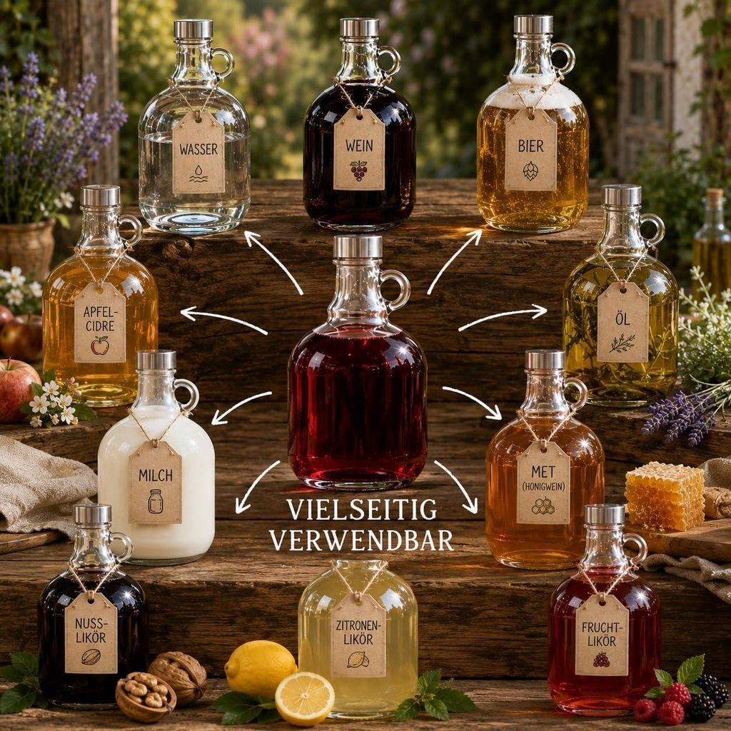 2L Flasche mit Schraubverschlüss Weinballon Glasballon
