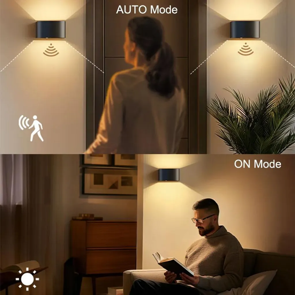 Applique LED rechargeable avec 3 températures de couleur et noir - 5