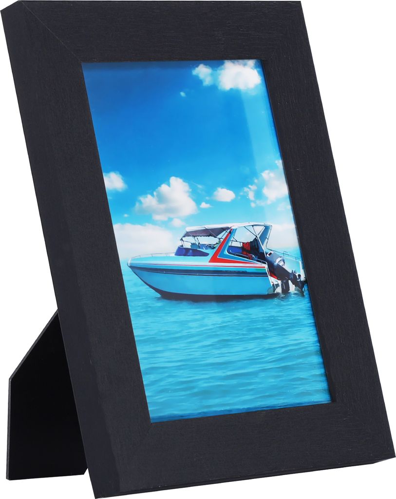 Ecosa Bilderrahmen 13x18 cm | Passepartout | Echtglas | MDF | Hoch- & Querformat | Wandhalterung | Schwarz