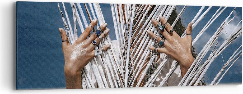 Bild auf Leinwand - Leinwandbild - Einteilig - Hände Finger Schmuck - 90x30cm - Wand Bild - Wanddeko - Wandbilder - Leinwanddruck - Bilder - Wandd...