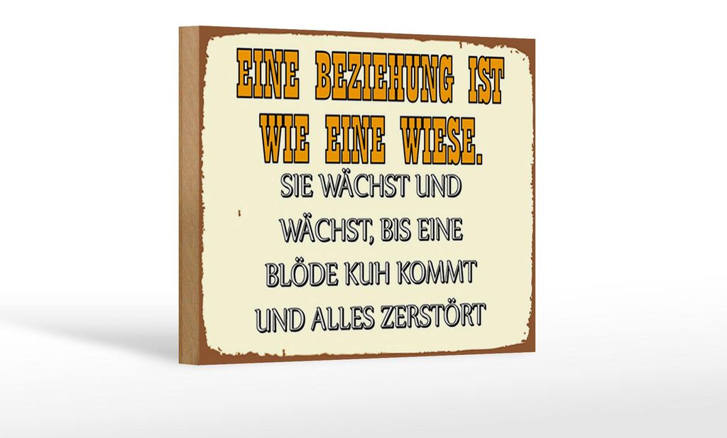 Holzschild Spruch 18x12cm Eine Beziehung wie eine Wiese