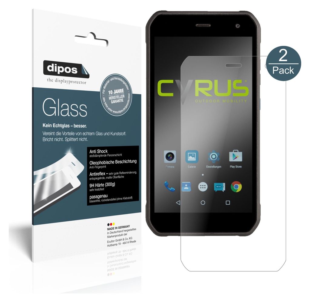 2x Schutzfolie für Cyrus CS40 matt - Anti-Shock 9H Folie Glass Displayfolie