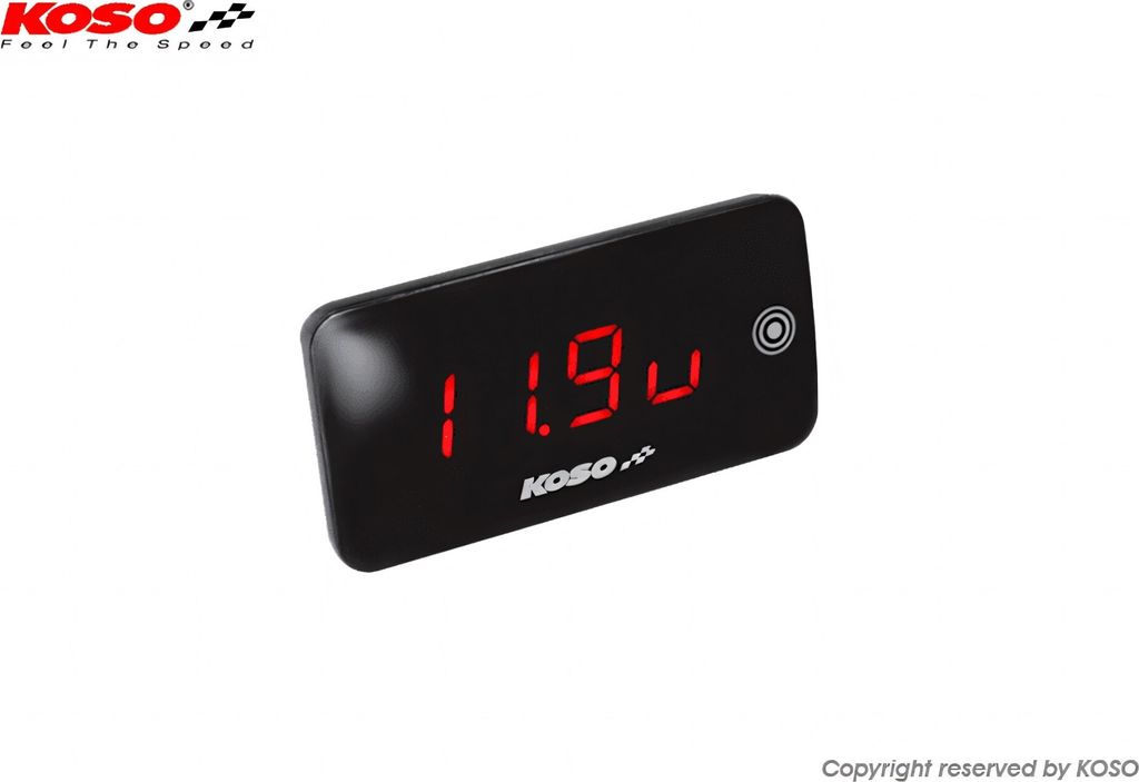 Koso Voltmeter Koso Slim Line New Generation und Thermometer Rot