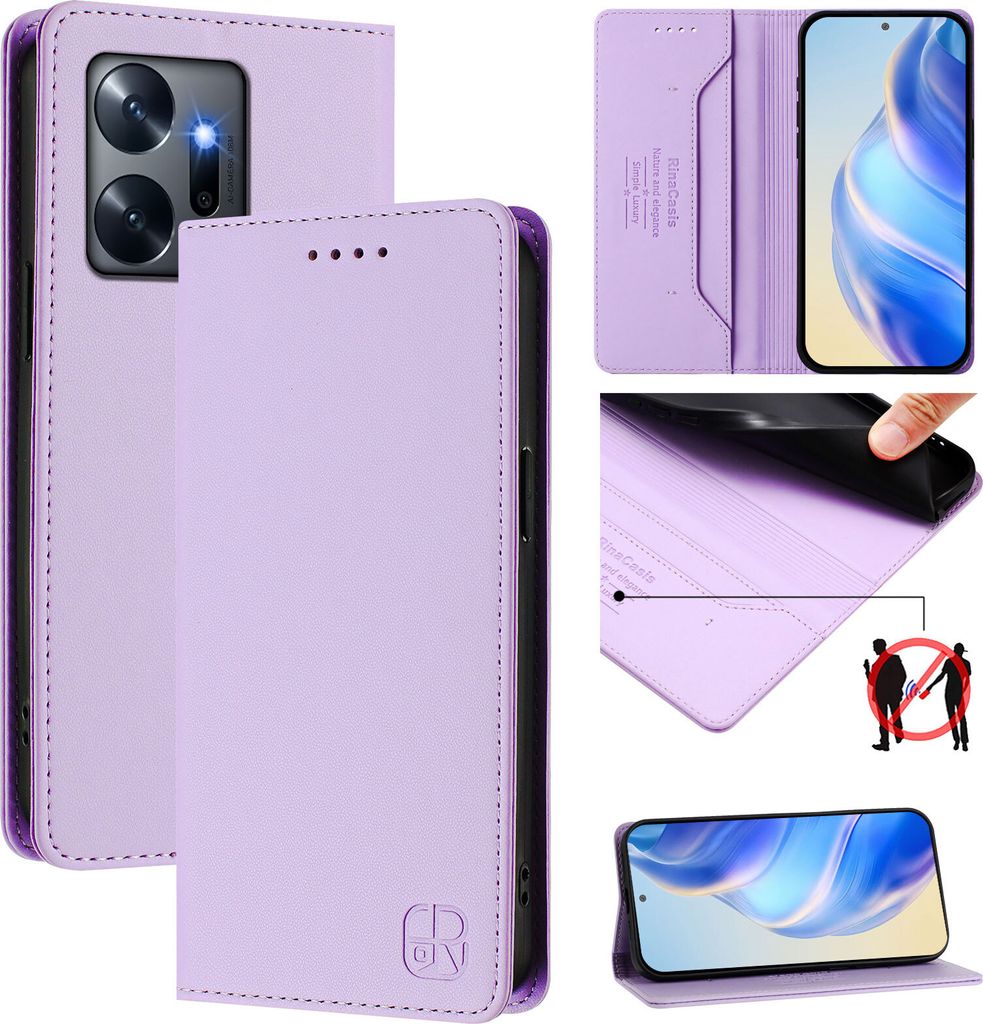 Lederhülle für Infinix Zero 20 Hülle Flip Brieftasche Kartenfächern Ständer Schutzhülle Violett