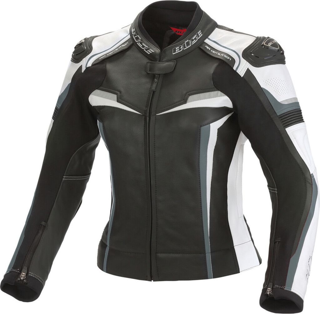 Büse Mille Damen Motorrad Lederjacke, schwarz/weiß, 76