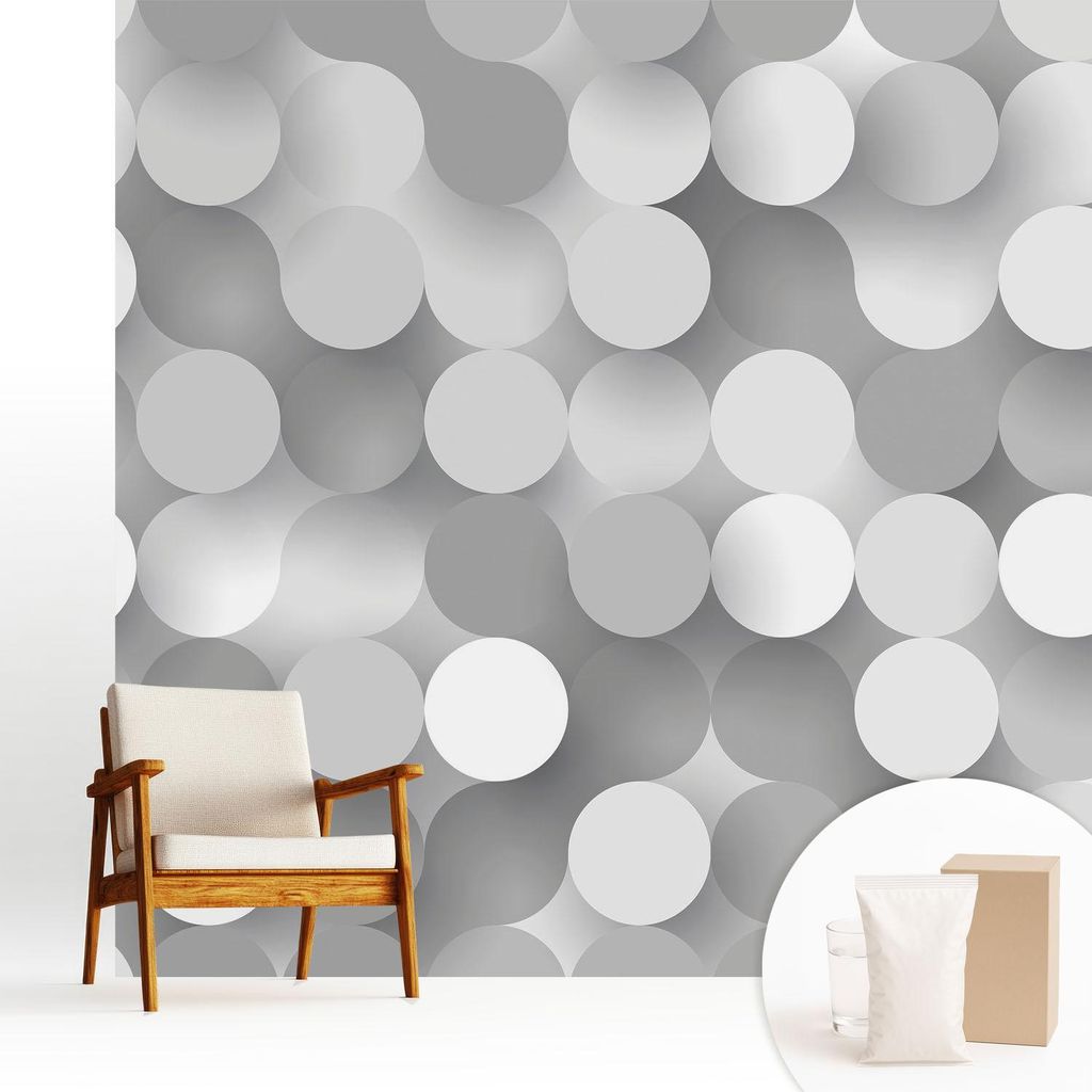 Fototapete - 250x250 cm - Tapete - Wandtapete - Wandbilder - Dekofolie - Tapete Folie - Wand - Dekoration - Wohnzimmer - Graue Kreise