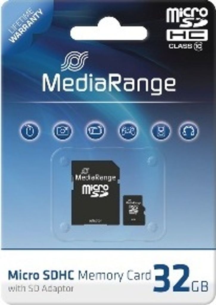 MediaRange SD MicroSD Card 32GB SD CL.10 inkl. Adapter Obrázok produktu 