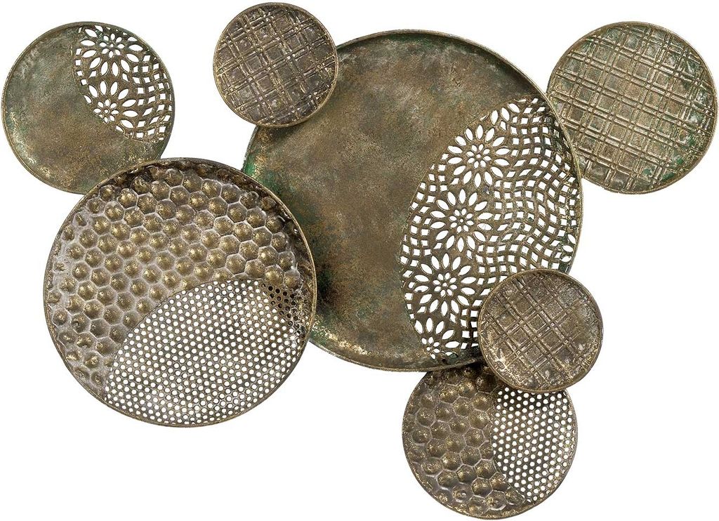 Wandobjekt - Goldfarben - Metall - 53,5 x 76 cm - mit Kreisen