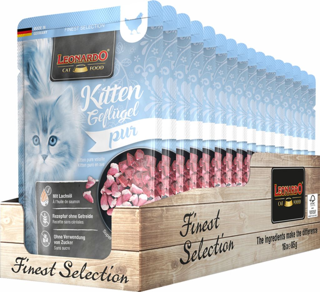 LEONARDO Kitten Geflügel mit Lachsöl 16x 85g Produktbild 