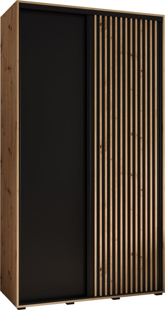 MEBLE KRYSPOL Sapporo 1 Schrank mit 2 Schiebetüren - 205,2x130x45 cm - Artisan Schwarz Artisan